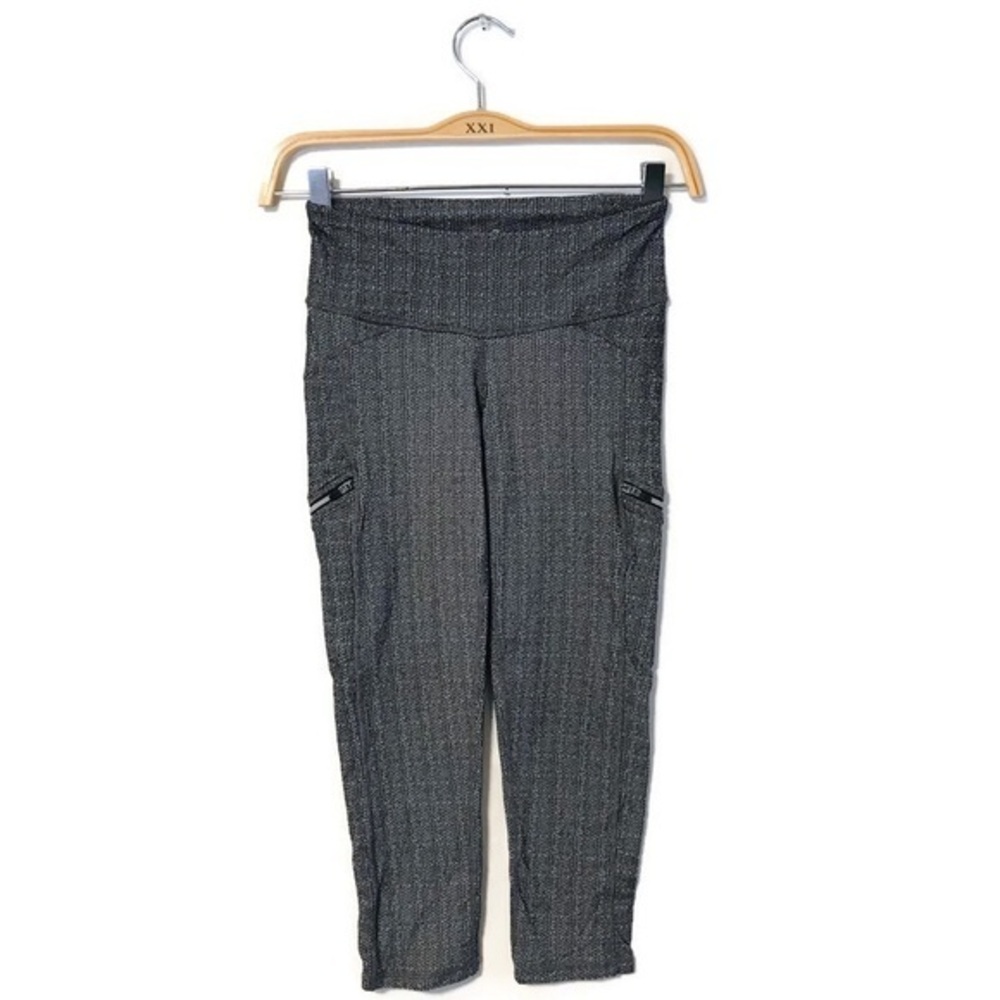 Athleta Gray Herringbone Static Drifter Capri Leggings Women's size XS XSmall